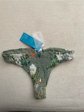 H&M Floral Smocked Bikini Bottom - Sage Green